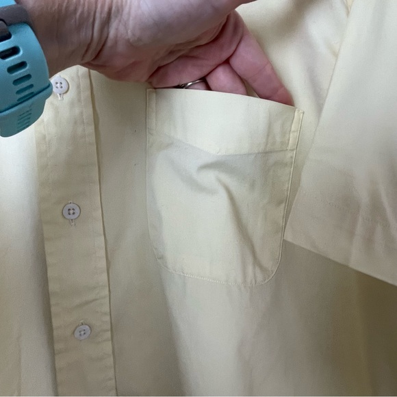 Land’s End Dress Shirt Button Down Collar Short Sleeves Yellow Size 16-1/2. - Picture 4 of 10